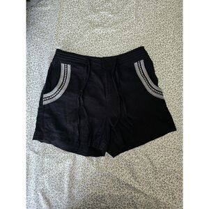 Black Shorts with Crochet Pocket Trim
